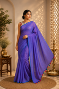 Amethyst Glow Plain Mulmul Saree