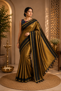 Golden Black Sarara Tissue Saree