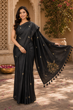 Black Zardoshi Tissue Saree