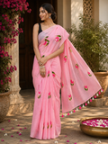 Rose Pink Tulip Mulmul Saree