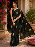 Black Tulip Mulmul Saree