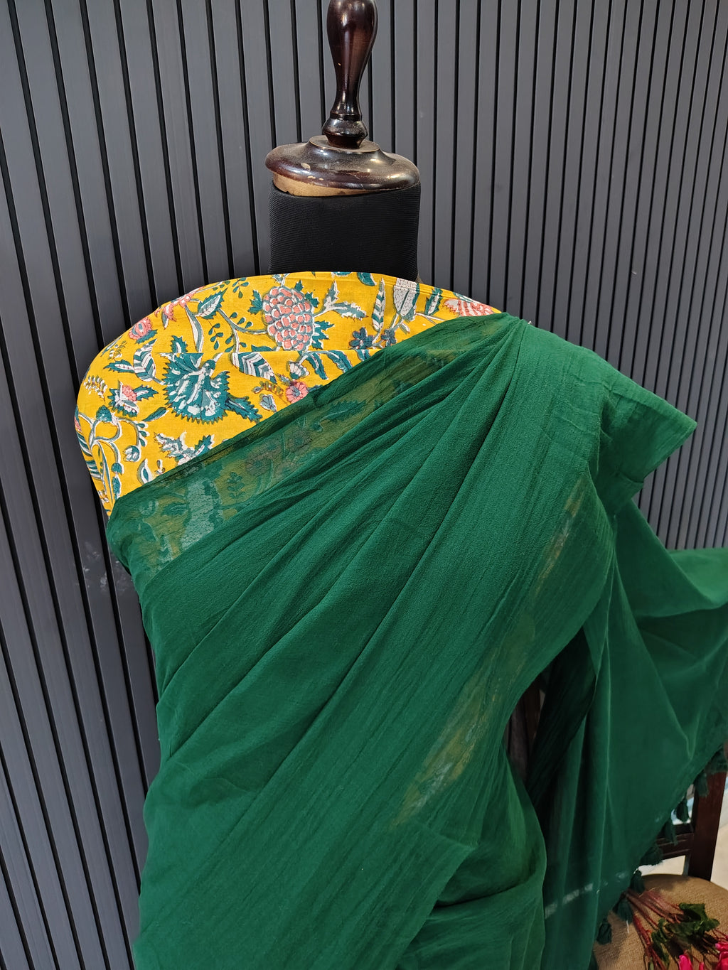 Forest Dew Plain Mulmul Saree