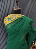 Forest Dew Plain Mulmul Saree