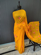 Orange Tulip Mulmul Saree