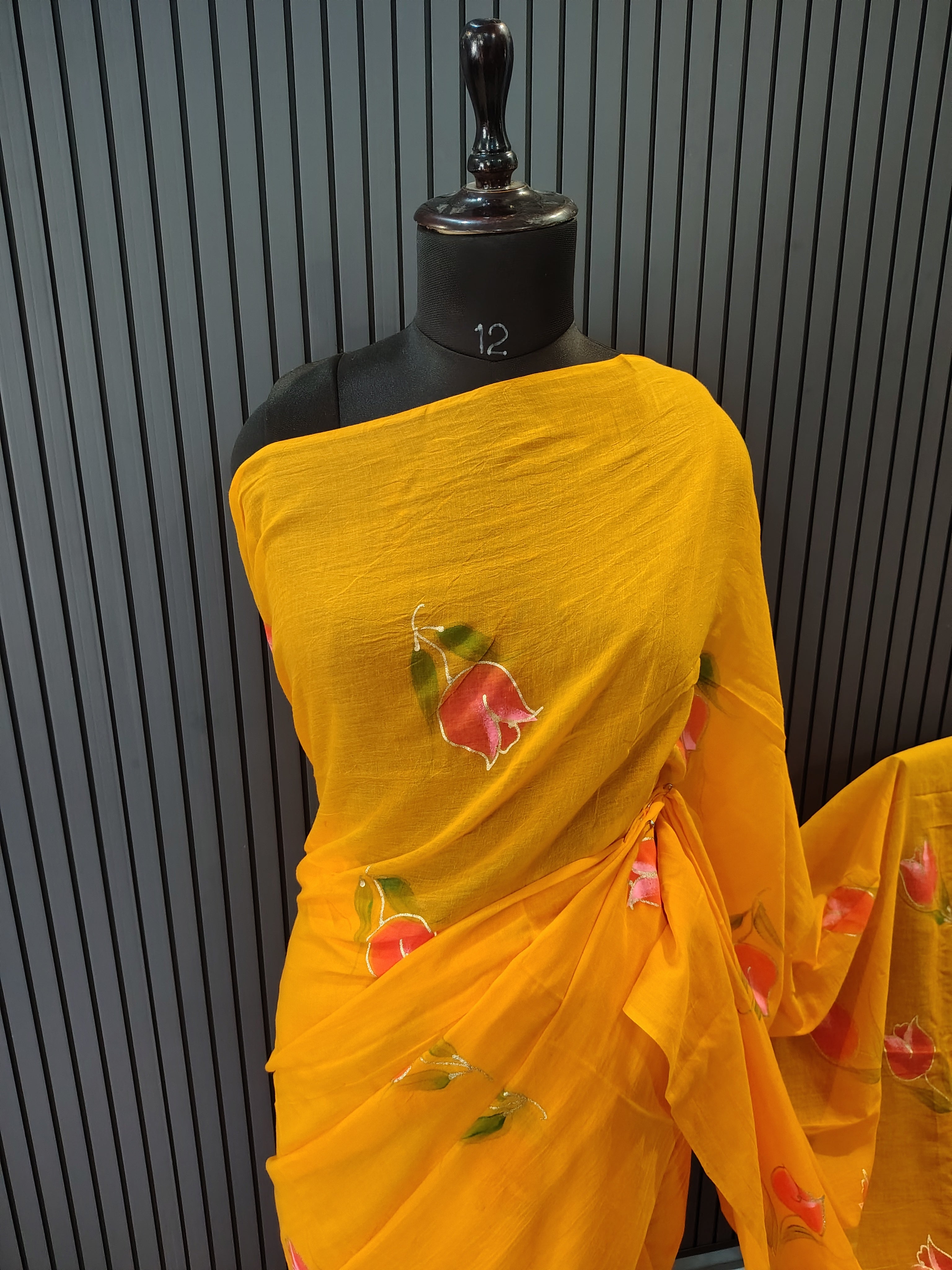 Orange Tulip Mulmul Saree
