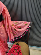 Rose Pink Tulip Mulmul Saree