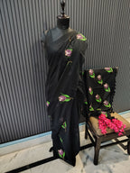 Black Tulip Mulmul Saree