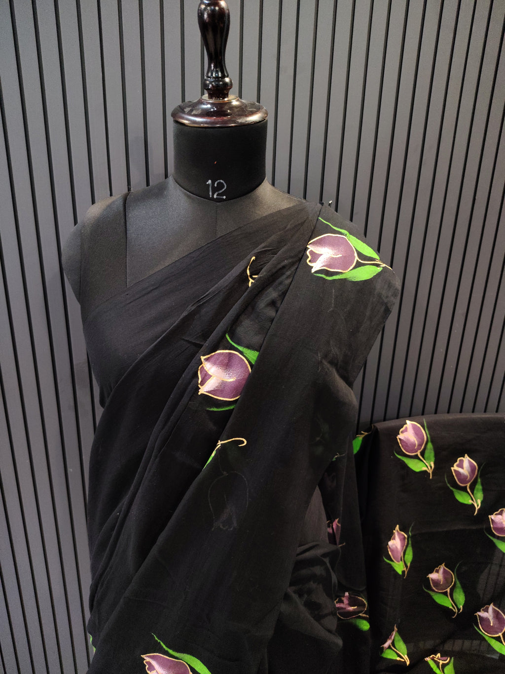 Black Tulip Mulmul Saree