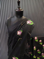 Black Tulip Mulmul Saree