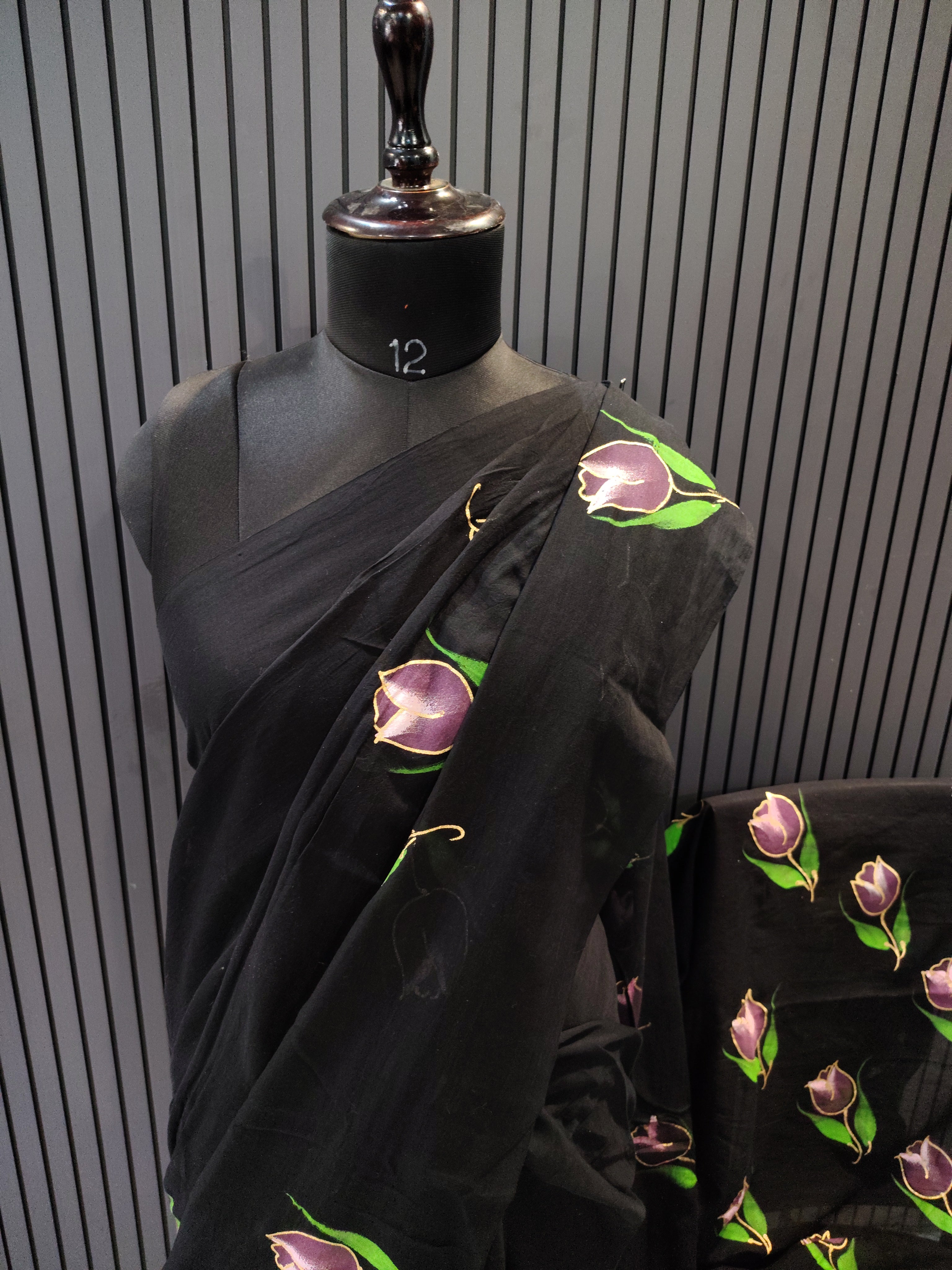 Black Tulip Mulmul Saree