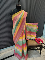 Rainbow Mulmul Saree