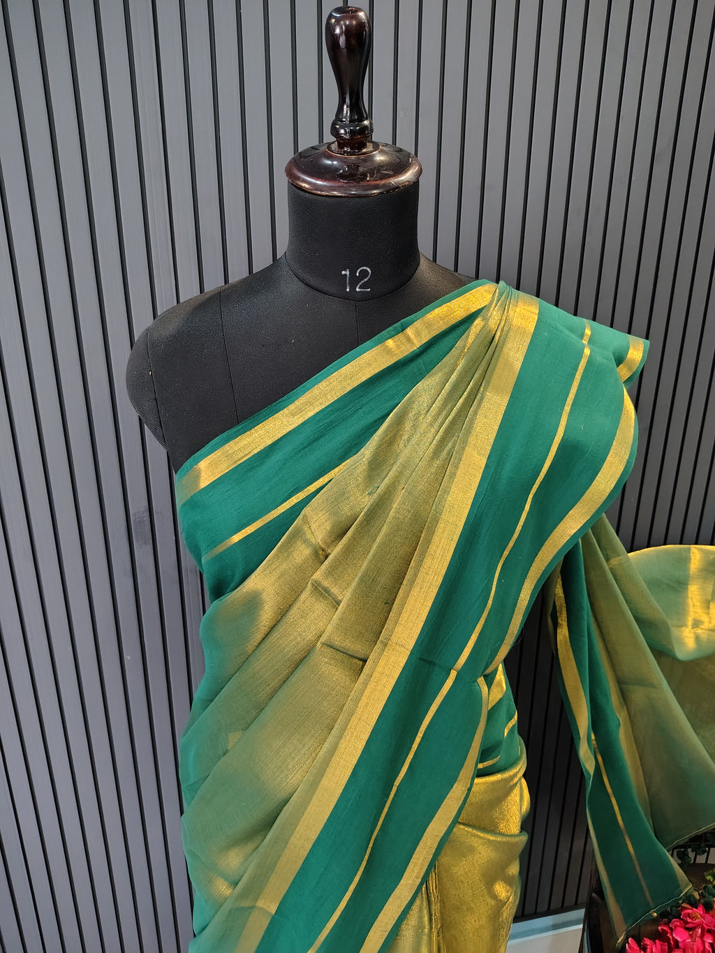 Golden Green Sarara Tissue Saree