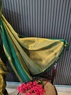 Golden Green Sarara Tissue Saree