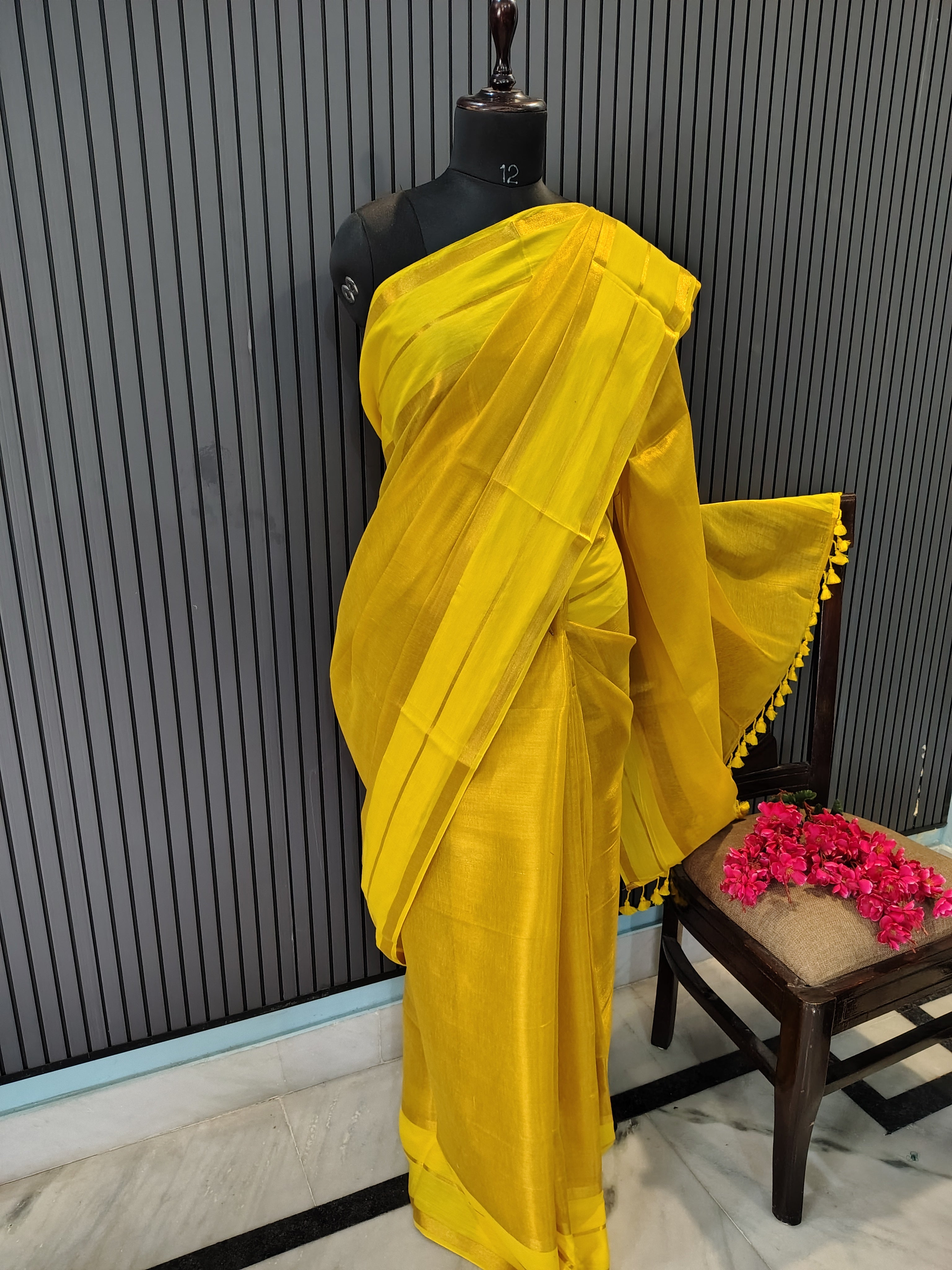 Golden Yellow Sarara Tissue Saree