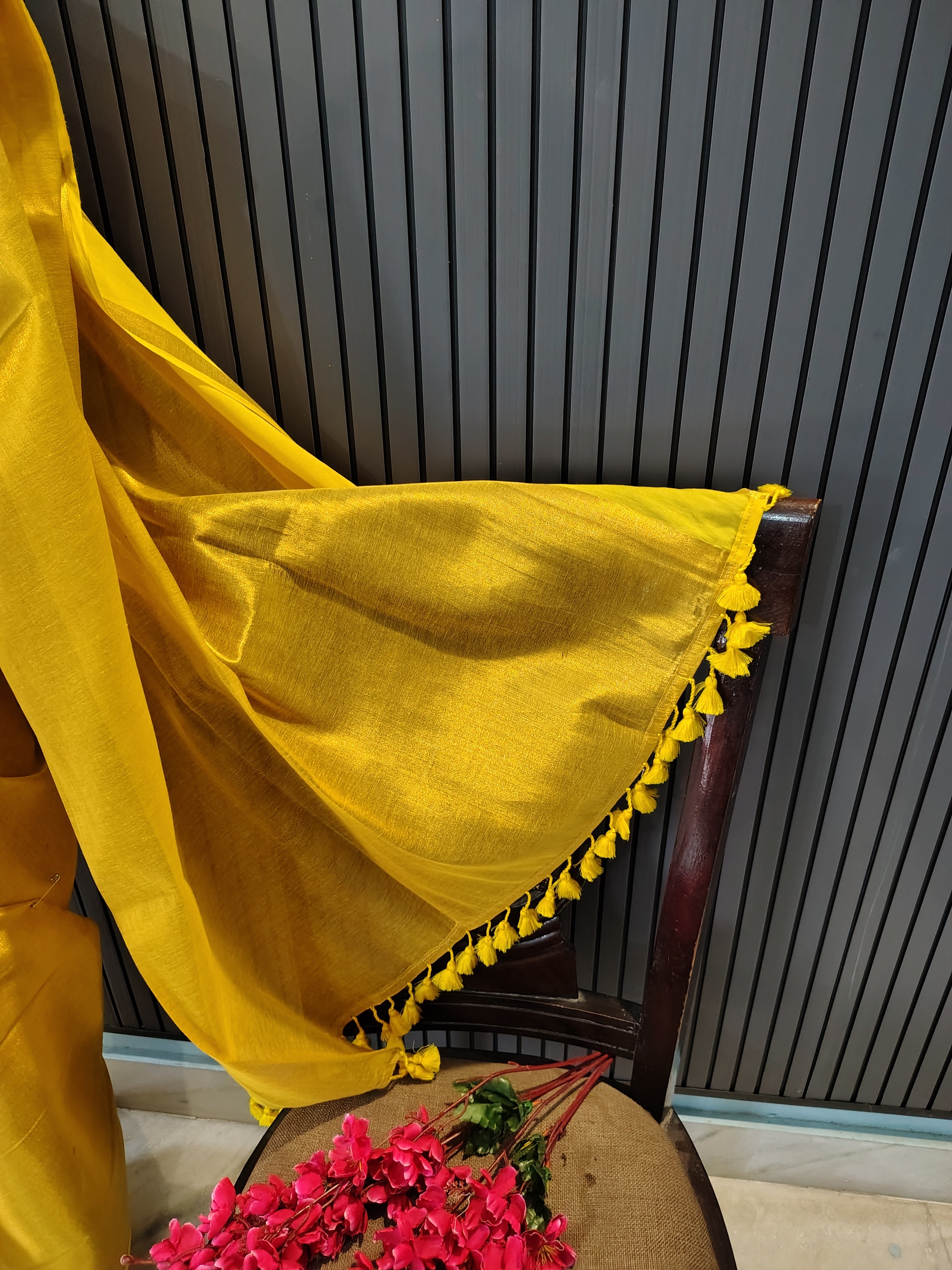 Golden Yellow Sarara Tissue Saree
