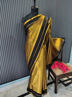 Golden Black Sarara Tissue Saree