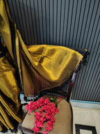 Golden Black Sarara Tissue Saree