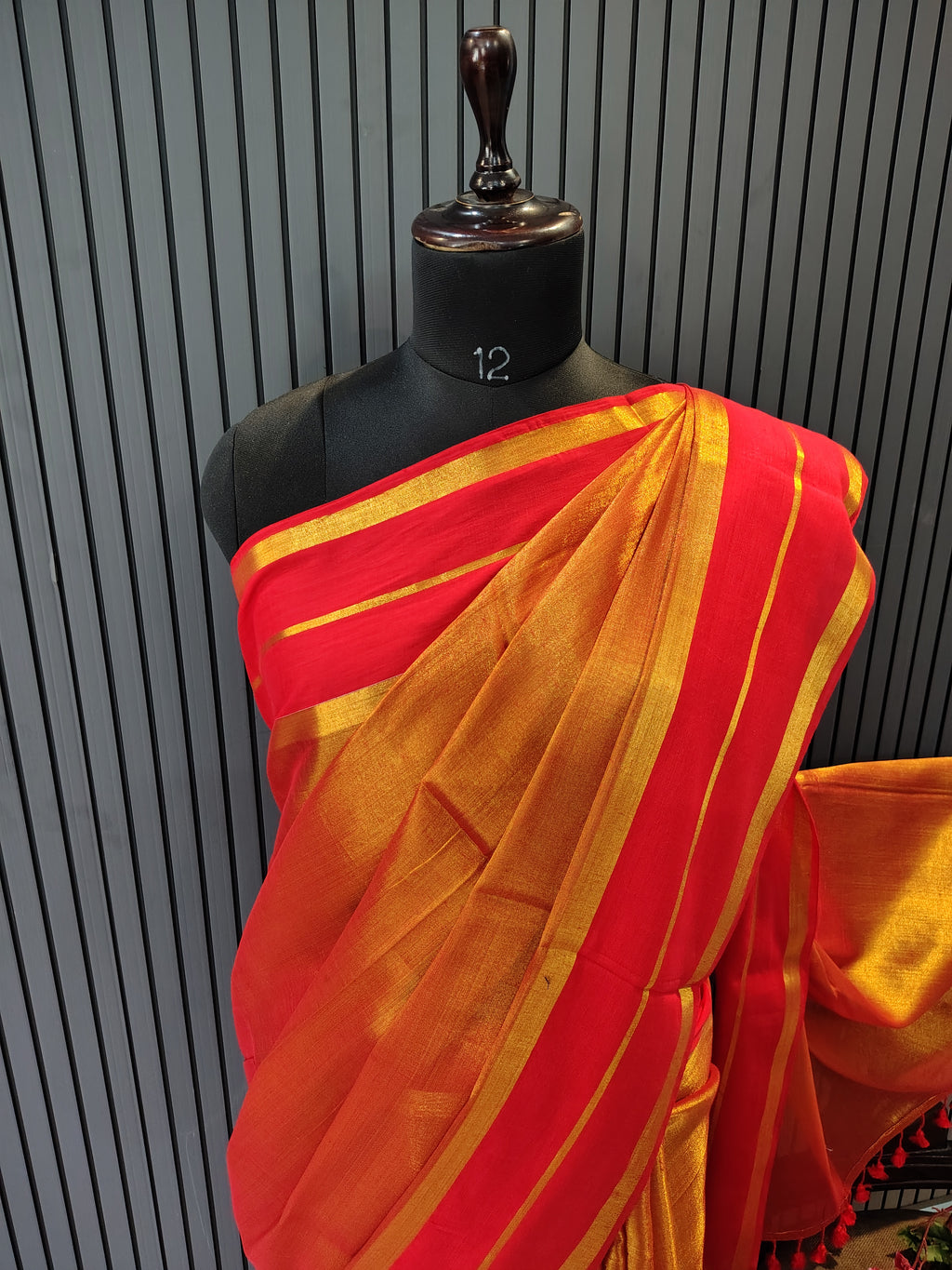Golden Red Sarara Tissue Saree