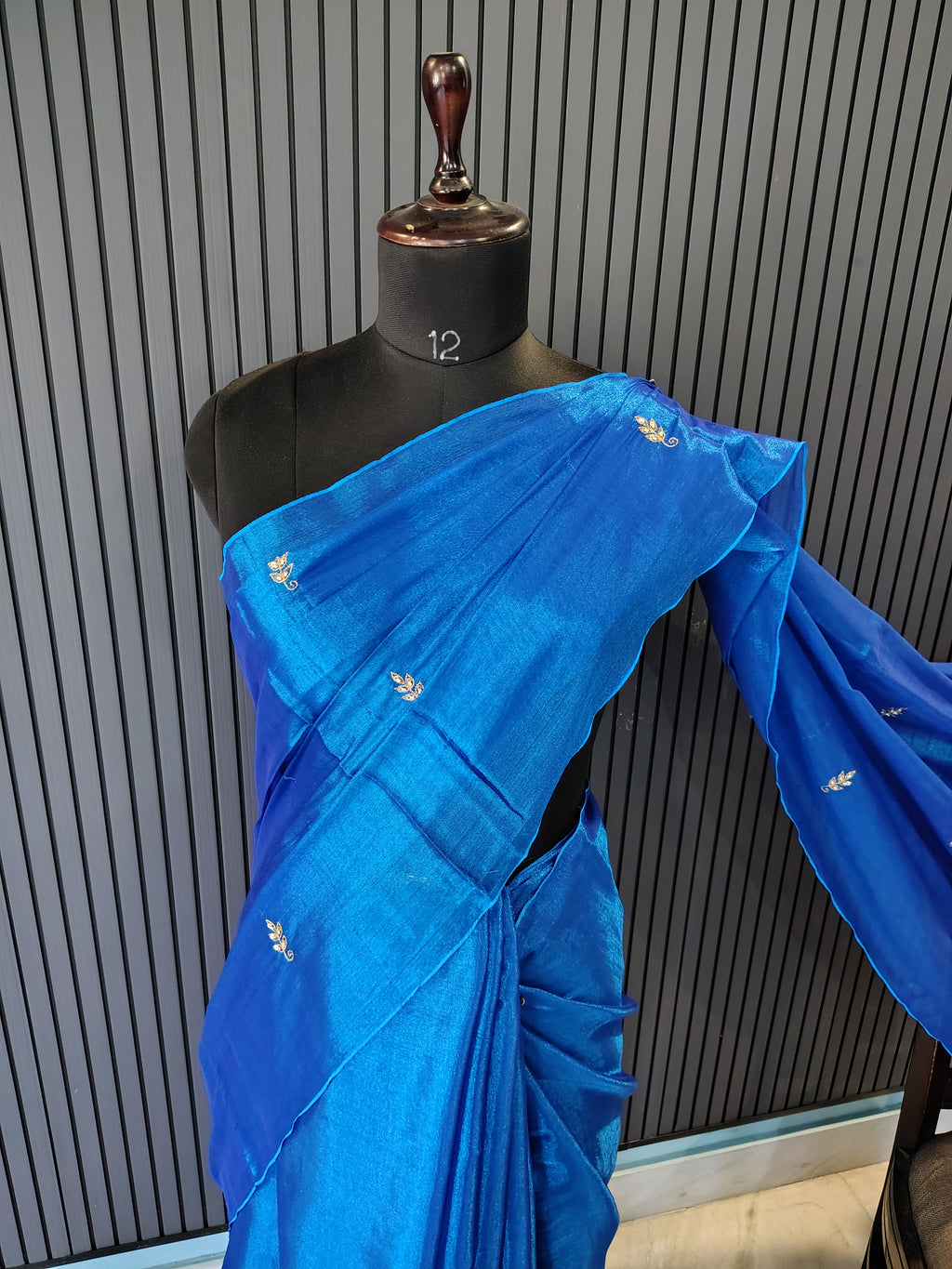 Blue Zardoshi Tissue Saree