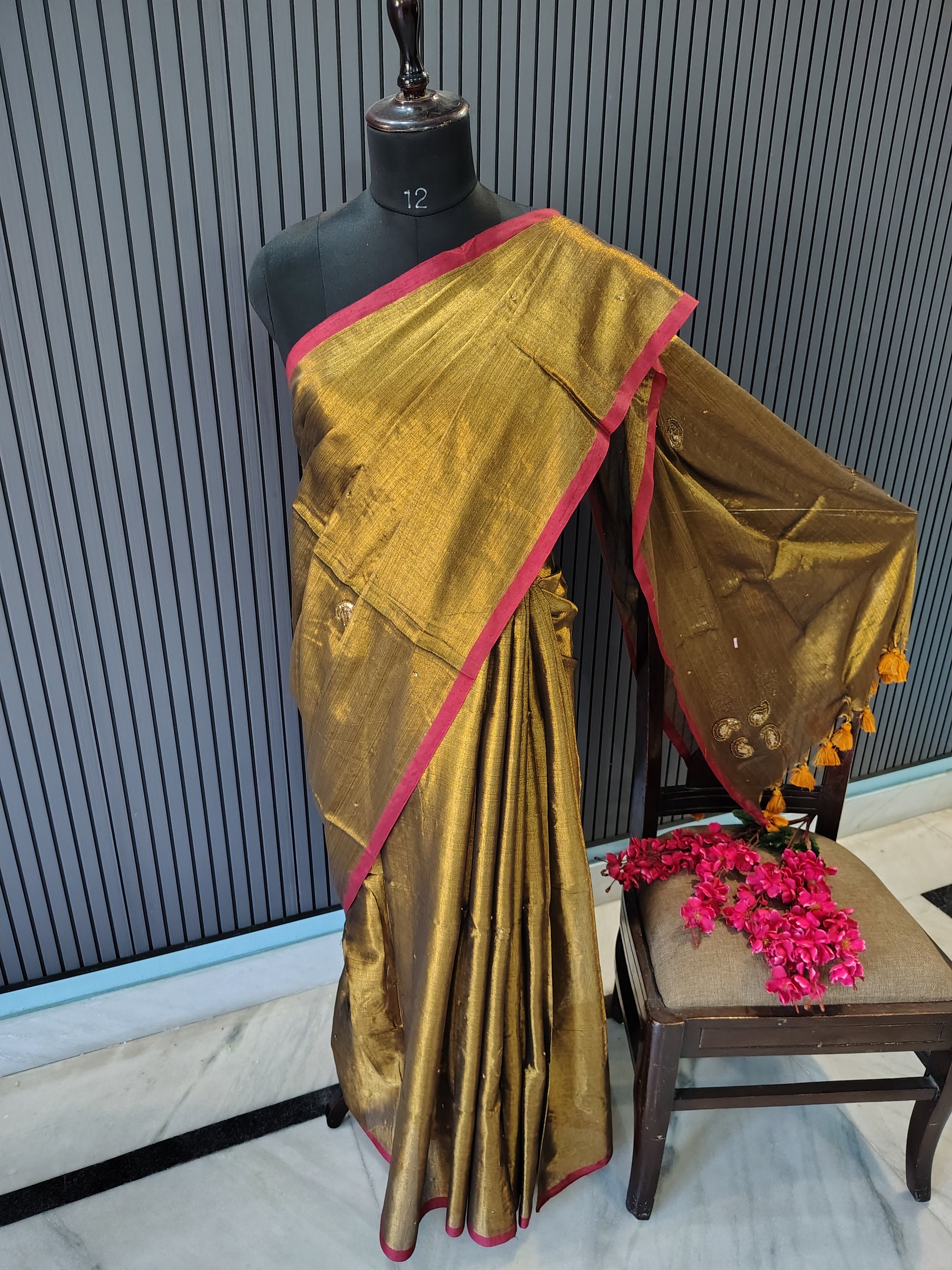 Copper Zardoshi Tissue Saree