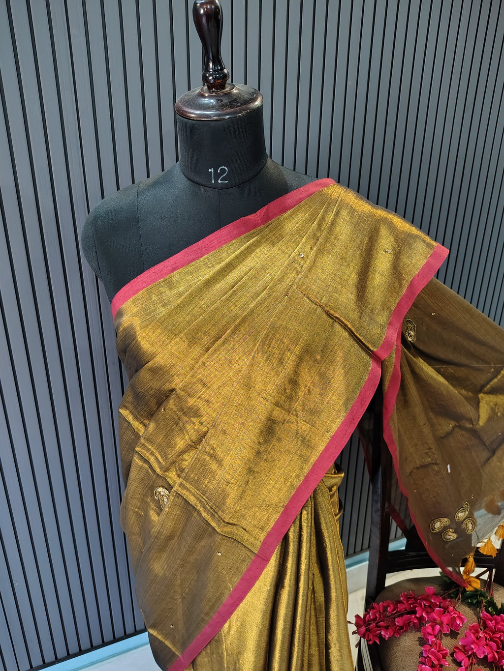 Copper Zardoshi Tissue Saree