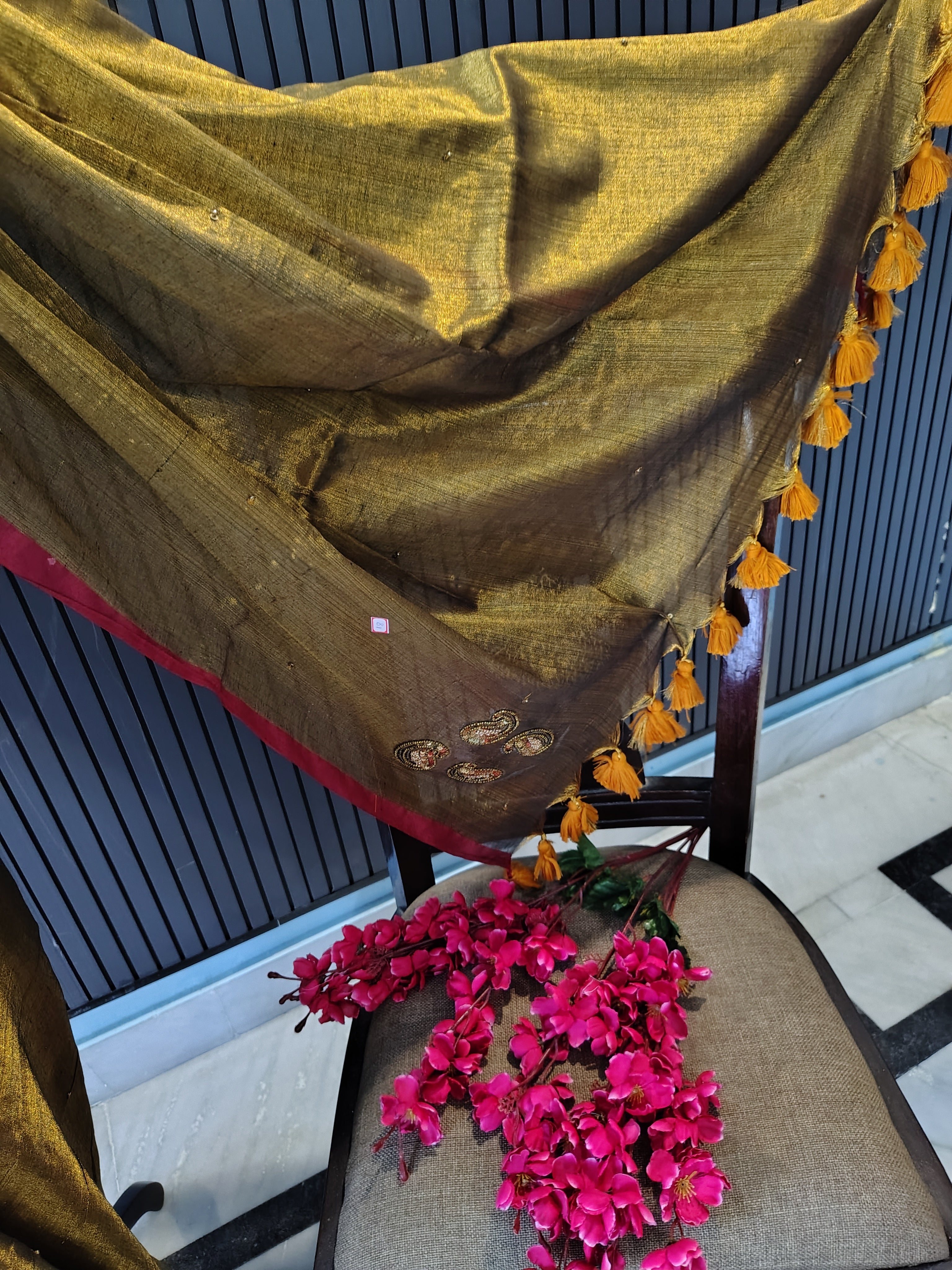 Copper Zardoshi Tissue Saree