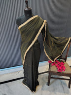 Black Sitara Mulmul Saree