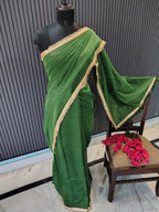 Forest Green Sitara Mulmul Saree