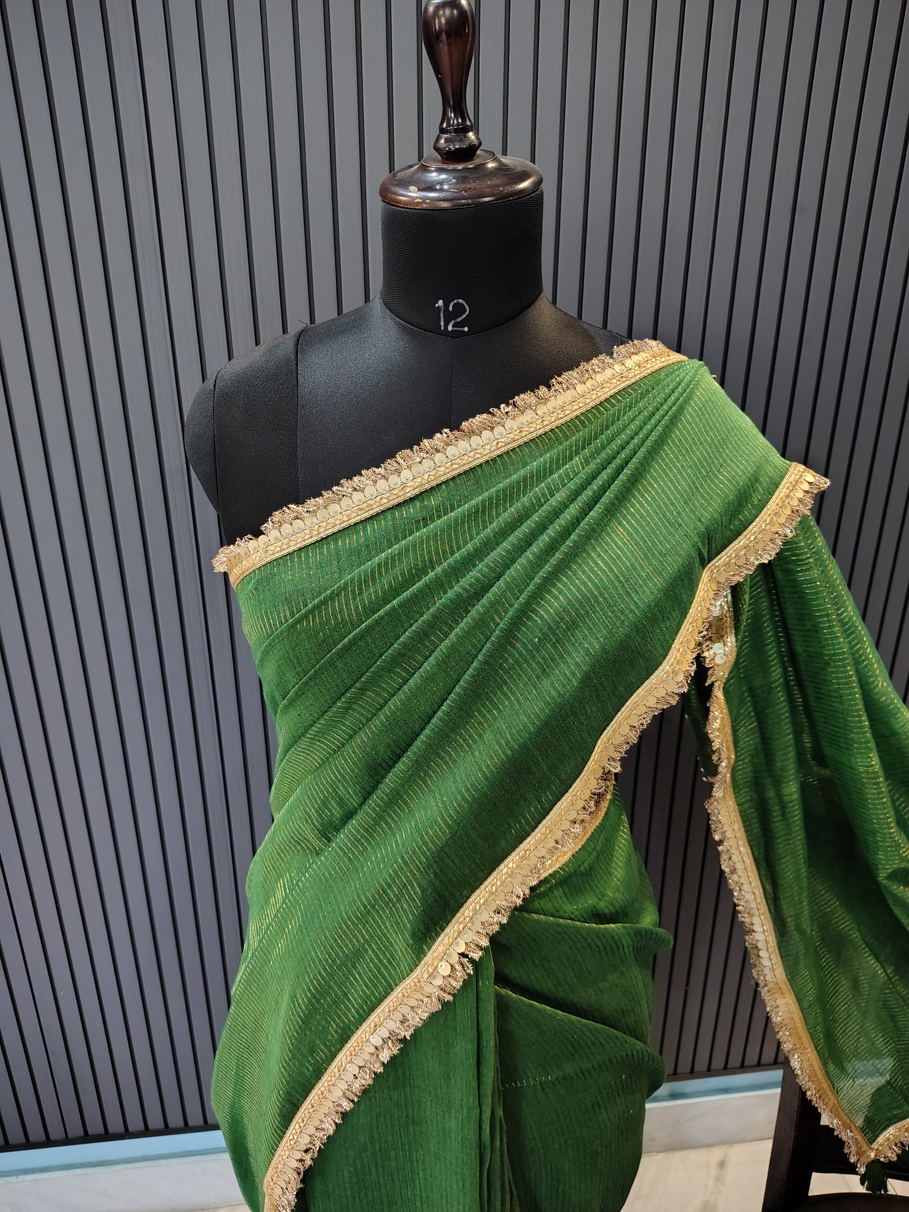 Forest Green Sitara Mulmul Saree