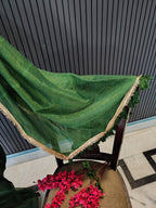 Forest Green Sitara Mulmul Saree