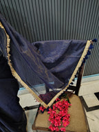 Navy Blue Sitara Mulmul Saree