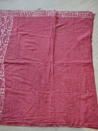 Rose Pink Block Print Cotton Saree