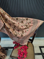 Peach Block Print Cotton Saree