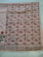 Peach Block Print Cotton Saree