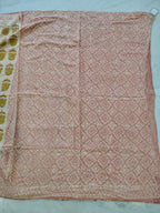 Beige Block Print Cotton Saree
