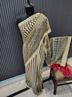 Creamline Ajrakh Cotton Saree