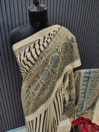 Creamline Ajrakh Cotton Saree
