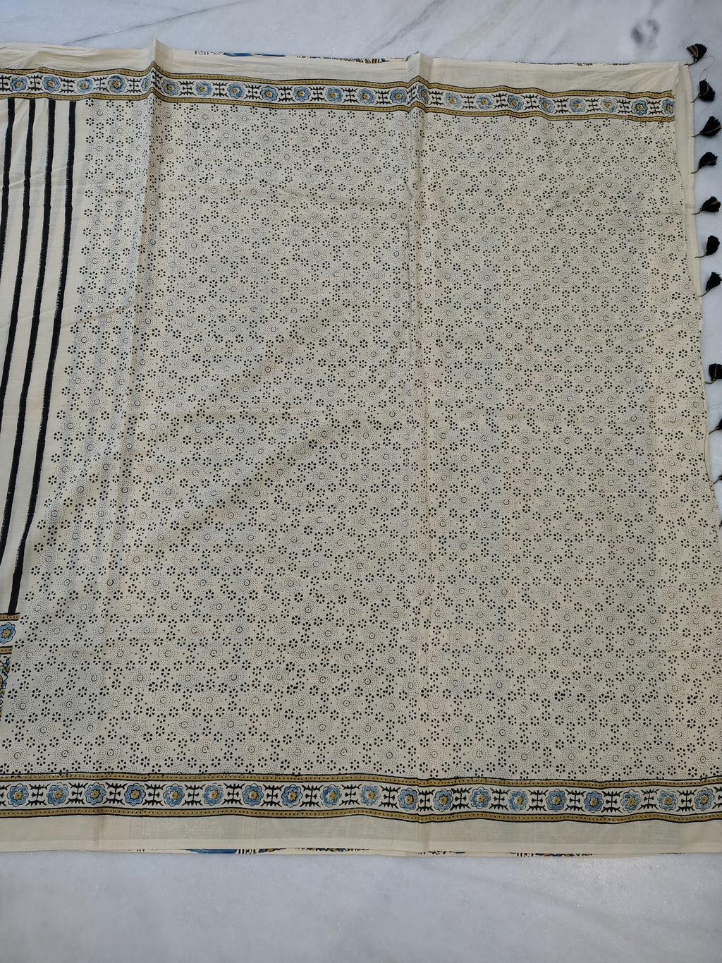 Creamline Ajrakh Cotton Saree