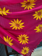 Naira | Magenta Sunflower Mulmul Saree