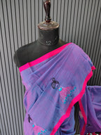 Violet Doll Embroidered Mulmul Saree
