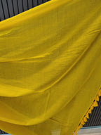 Mango Yellow Plain Mulmul Saree