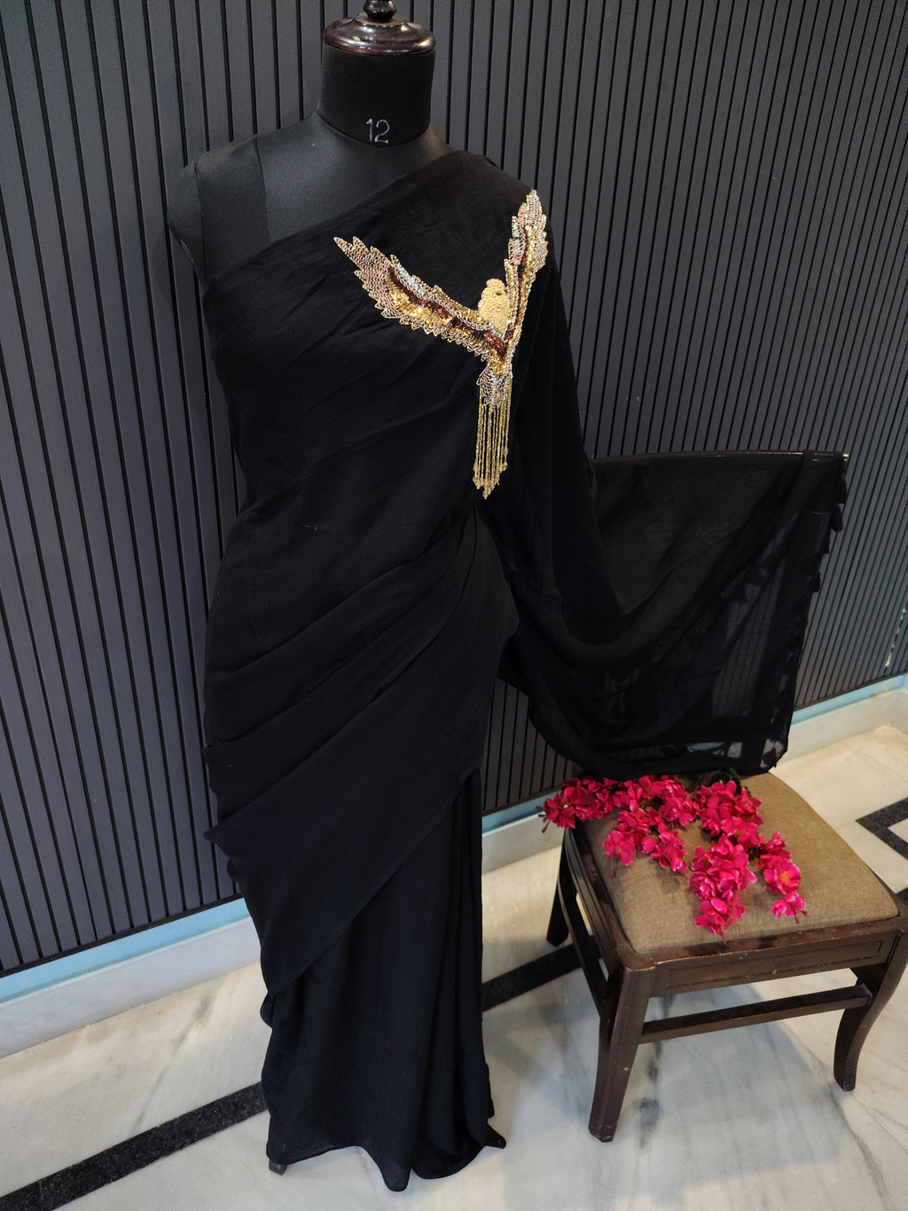 Black Eagle Mulmul Saree