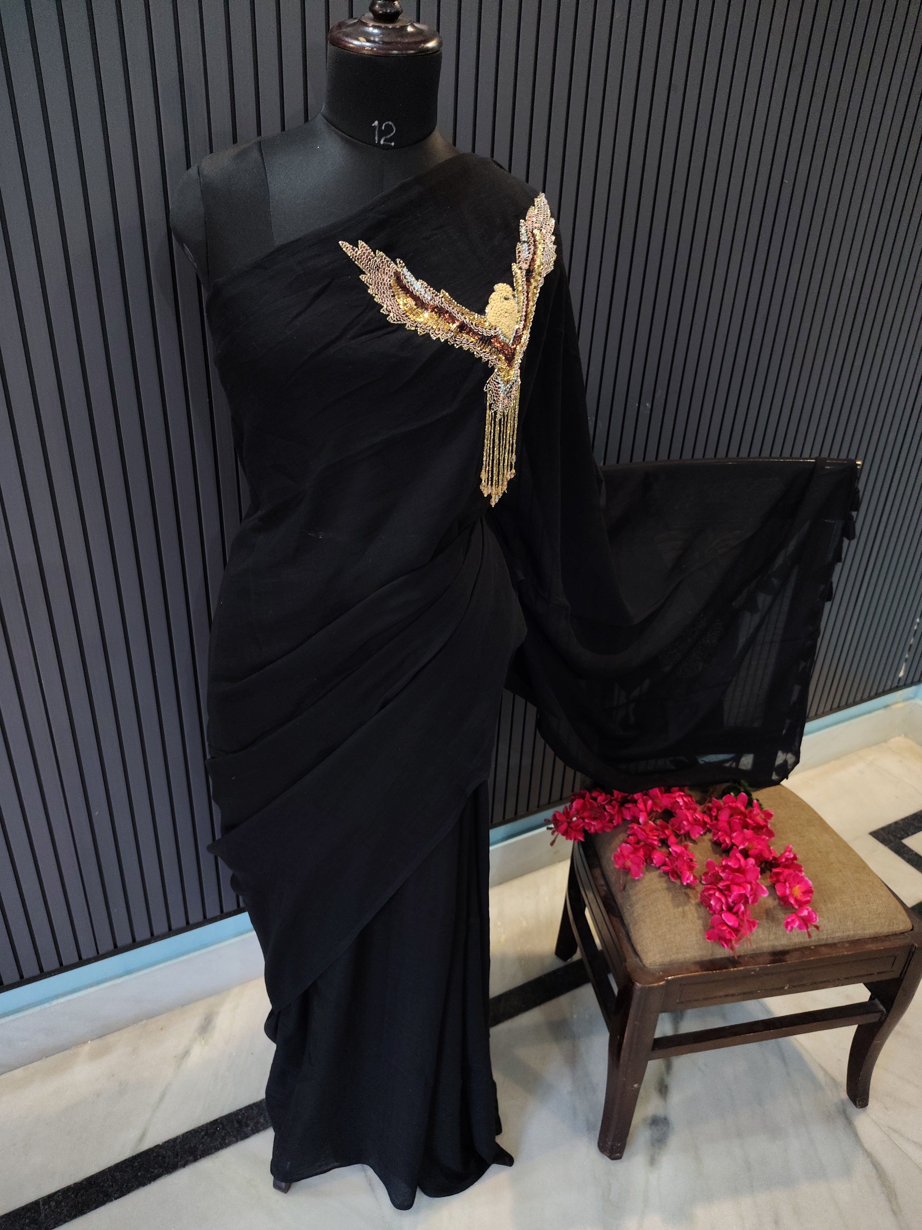 Black Eagle Mulmul Saree