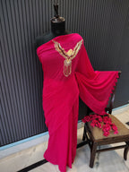 Magenta Eagle Mulmul Saree