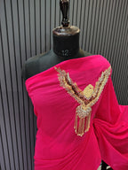 Magenta Eagle Mulmul Saree
