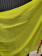 Neon Green Eagle Mulmul Saree