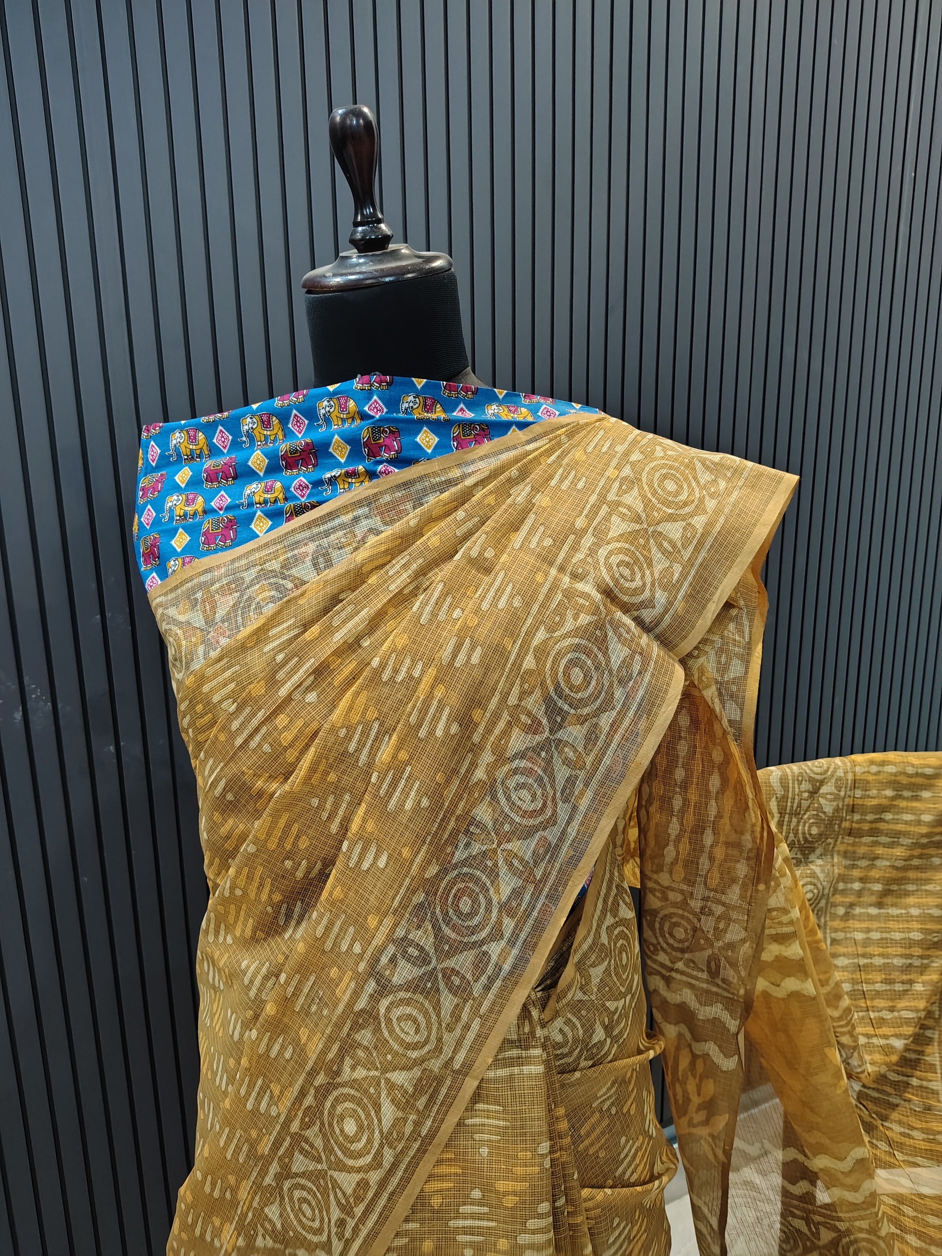 Mustard Kota Doriya Saree