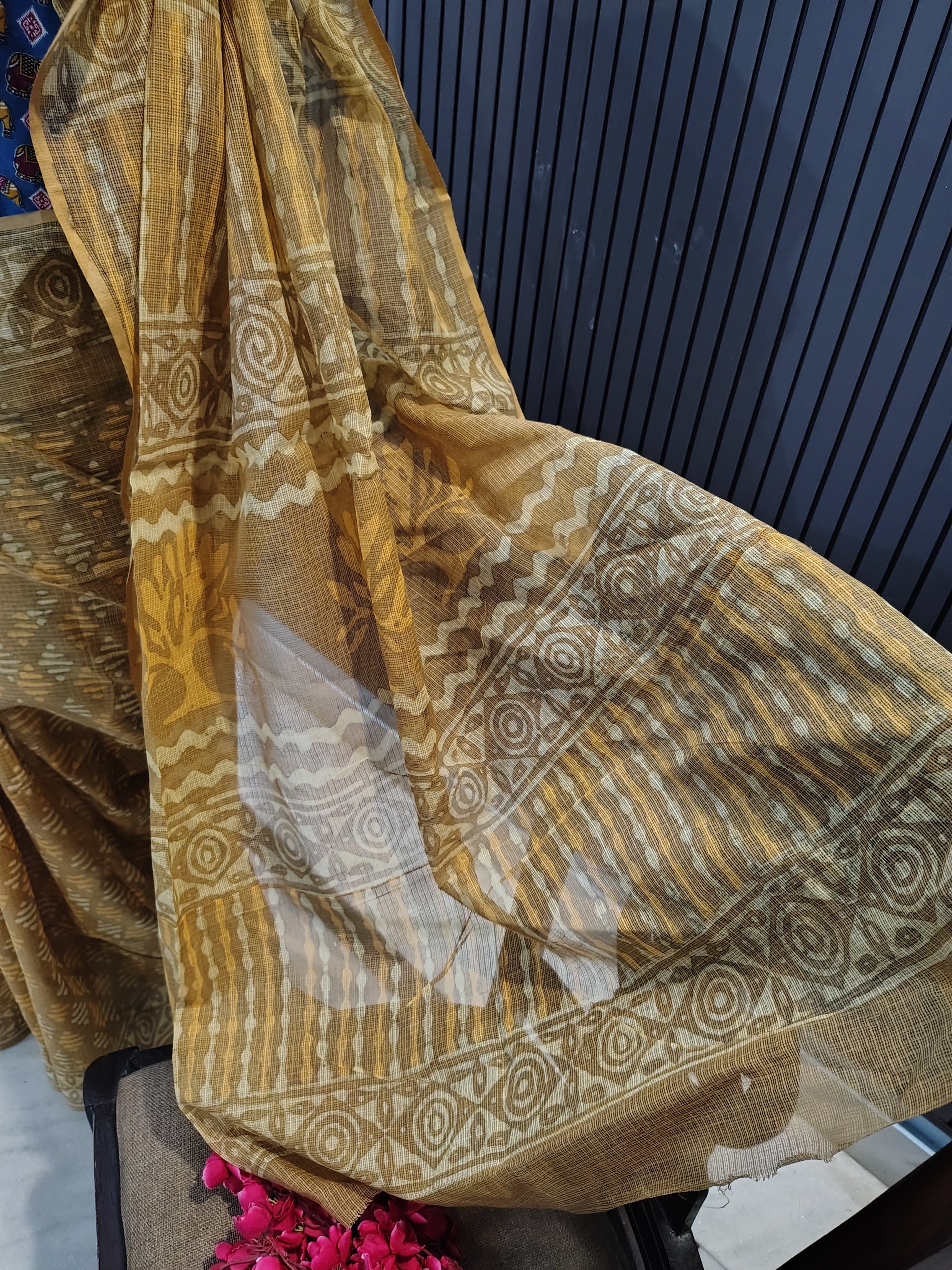 Mustard Kota Doriya Saree