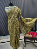 Olive Green Kota Doriya Saree