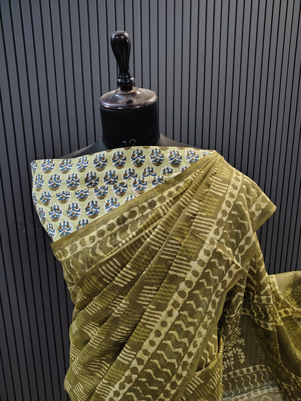 Olive Green Kota Doriya Saree